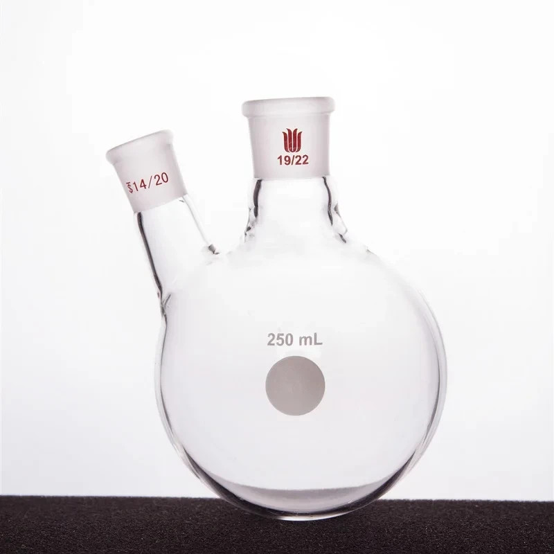 24/40 Two-Neck Round Bottom Flask Thick-Wall Borosilicate Glass 100mL 250mL Lab