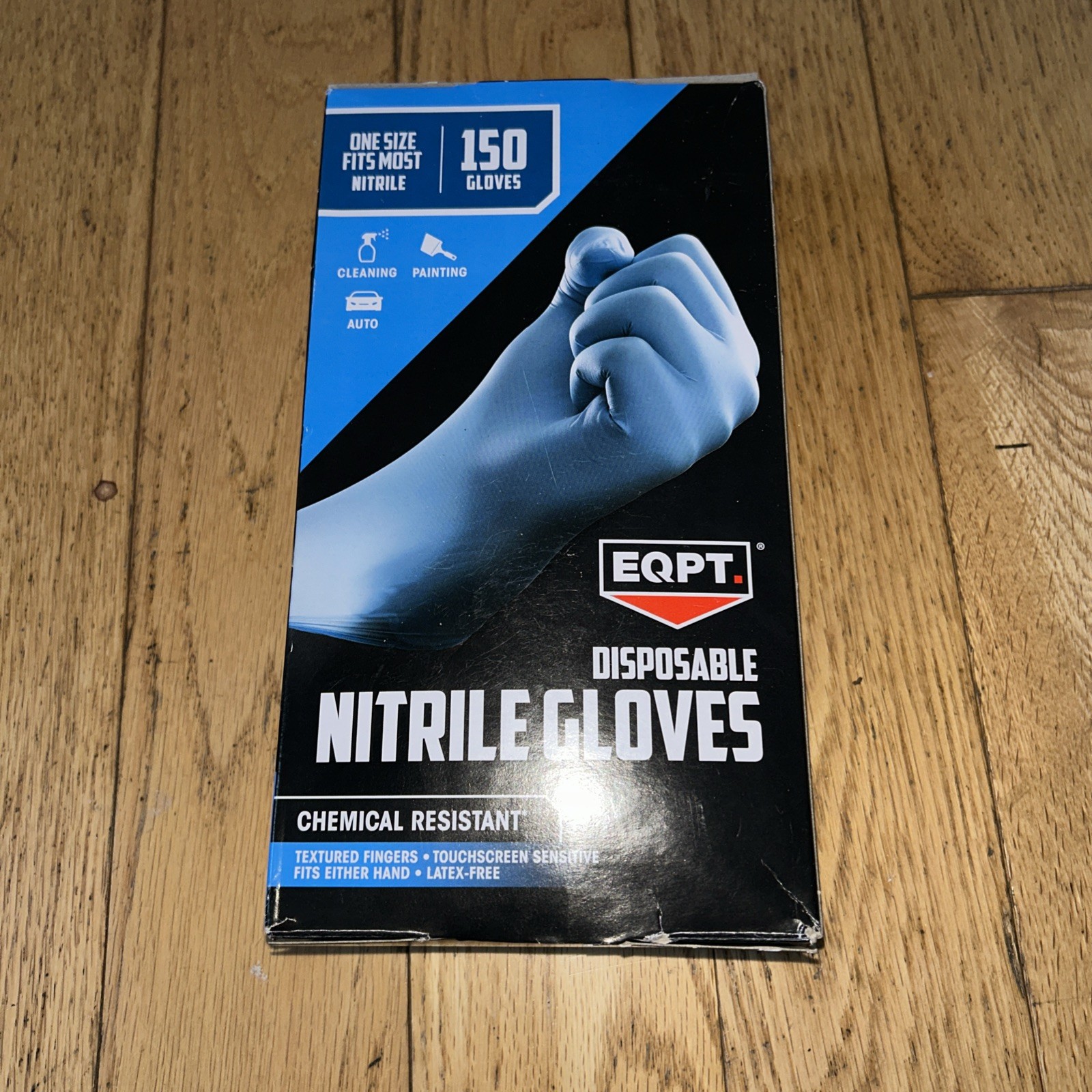 EQPT Industrial Powder-Free Nitrile Gloves ONE 150 ct BOX one Blu size fits most