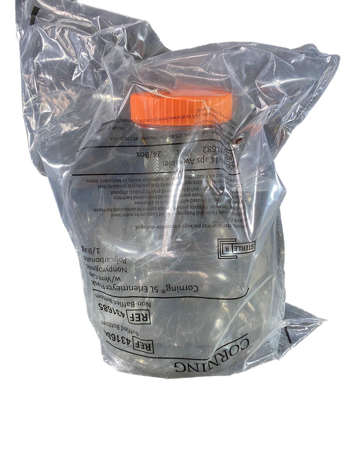 CORNING 5L Baffled Polycarbonate Erlenmeyer Fernbach Flask Vent Cap 431685