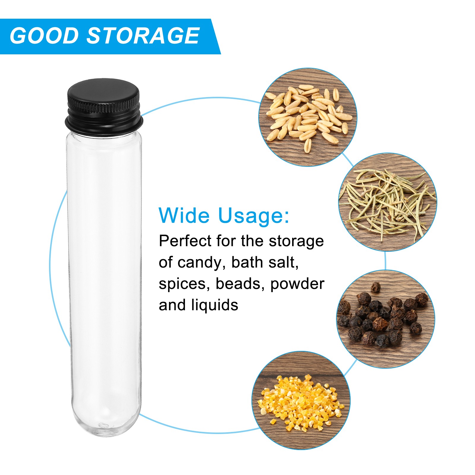 80ml Plastic Test Tubes with Screw Caps, 12Pcs 156x30mm Tubes, Black