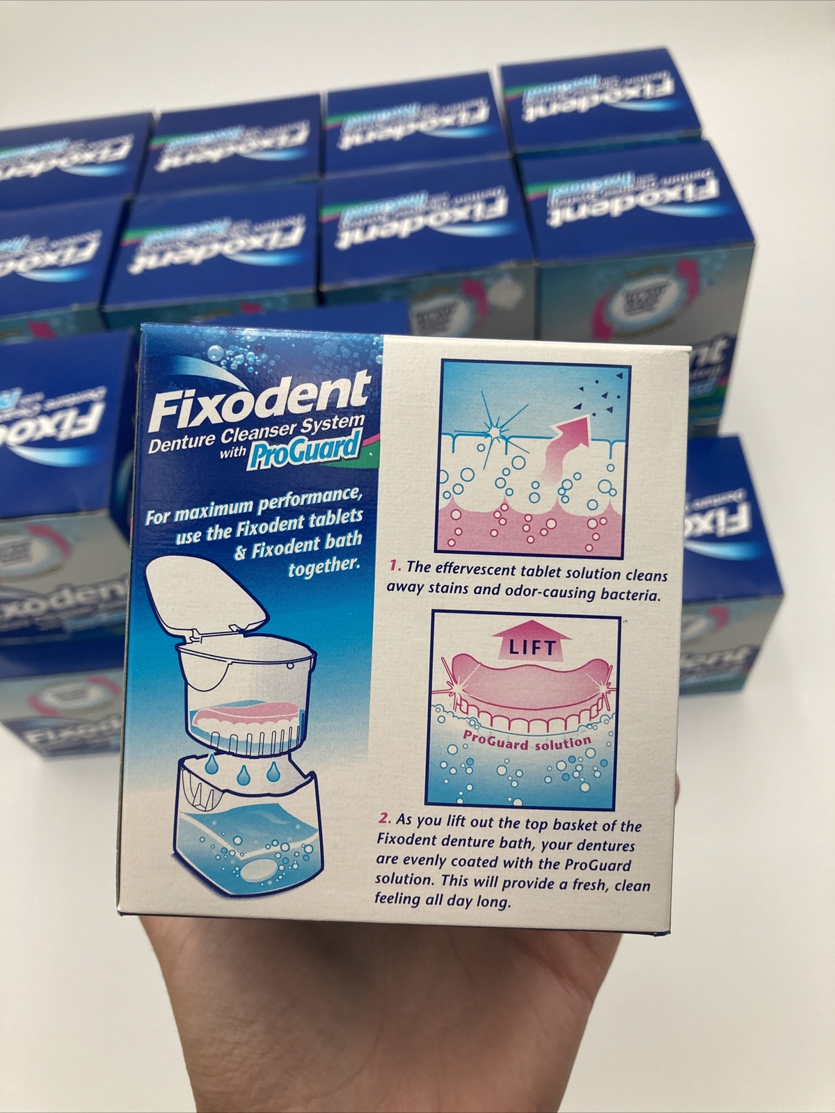 Lot of 22 Fixodent Denture Cleanser System with ProGuard w 8 Tablets & Bath New
