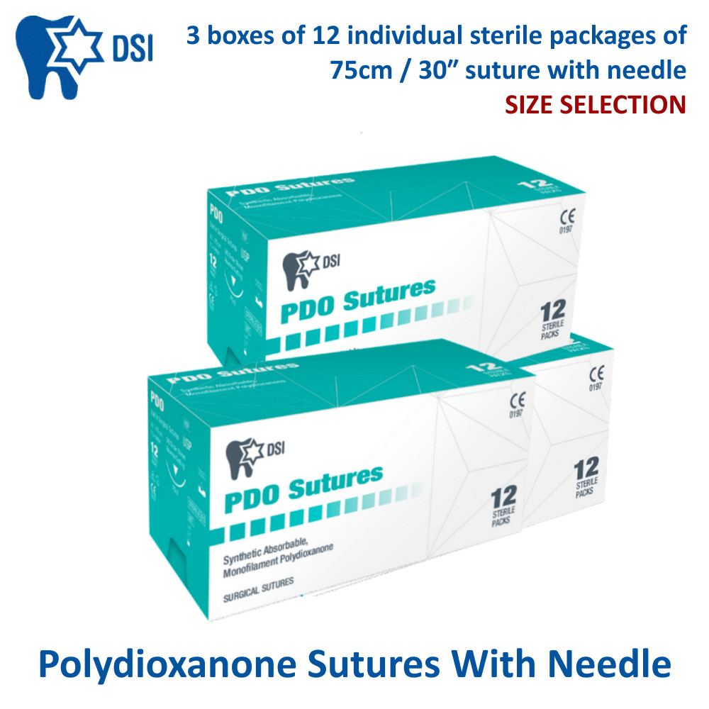 3×12 PDO Surg Suture Polydioxanone Emergency First Aid Home Wound Treating