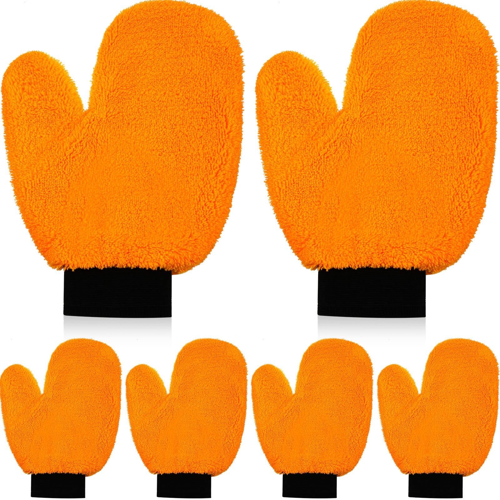6 Pcs Microfiber Mitt with Thumb for Cars Paint Mitt Wash Gloves Microfiber M…