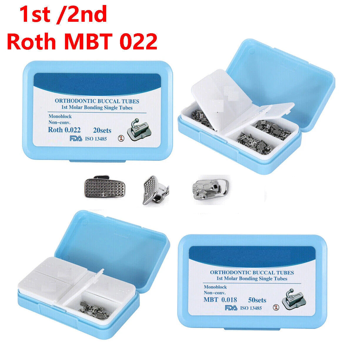 50Sets Dental Orthodontic Buccal Tube 1st 2nd Molar Tube Roth MBT 022/018