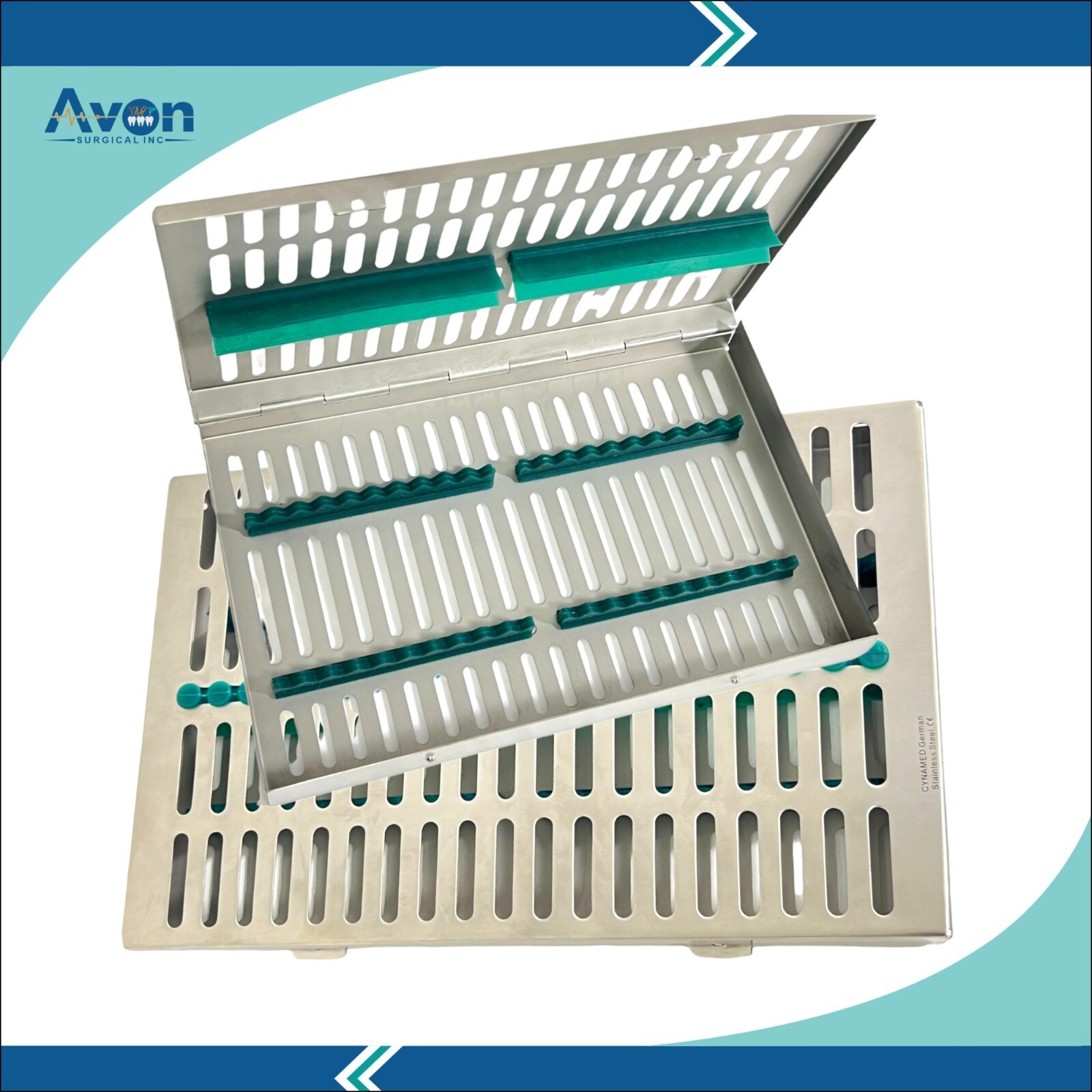 German Steel Sterilization Rack for 20 Instruments 11″L x 7″W x 1″H (Green)