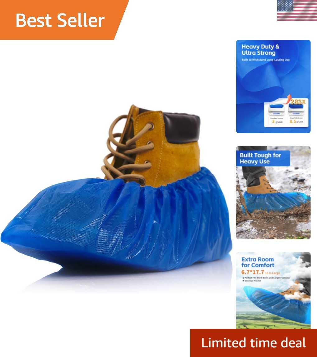 Heavy Duty Disposable Shoe Covers, Extra Large 6.7×17.7 In, Thick 0.3 Oz, Wat…