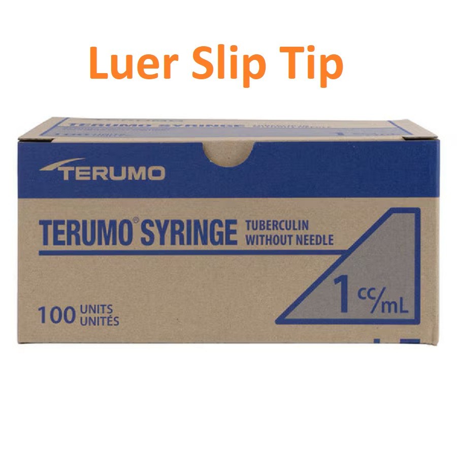 Terumo 1ml Tuberculin Syringe Luer SLIP Sterile 1 mL, 1cc Syringe SS-01T, 100 Ct