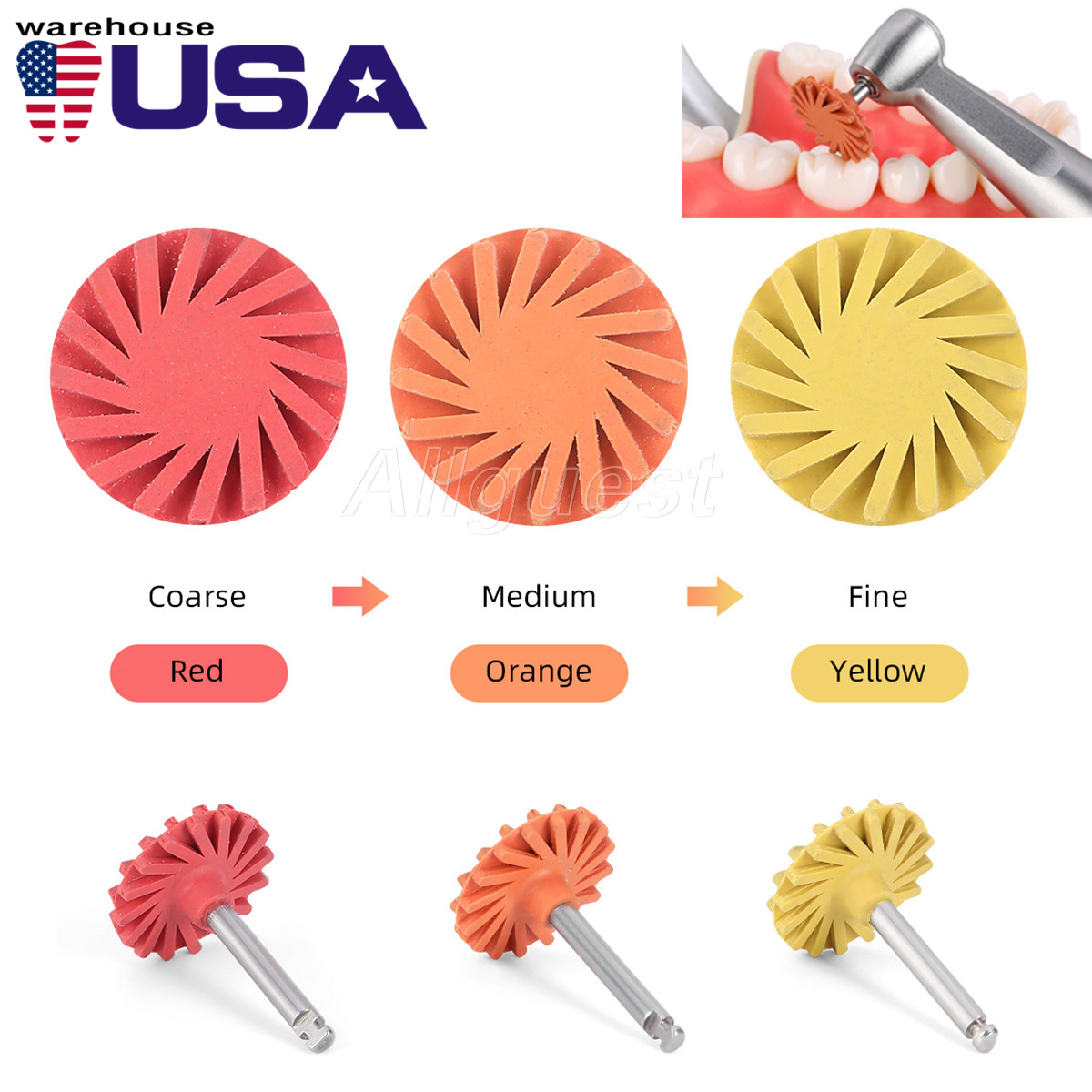 6pcs Dental Polishing Wheel Discs Kit RA 2.35mm for Composite Ceramic Polishing