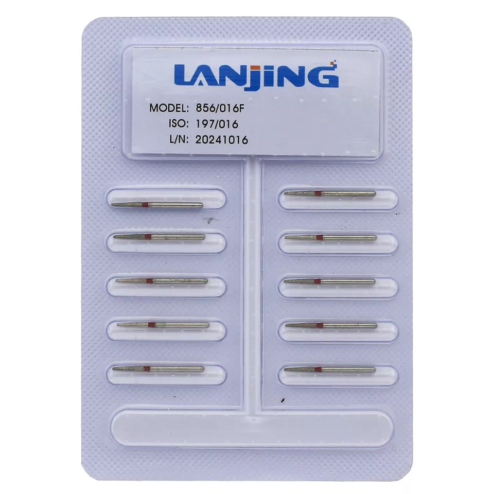 Multi-use Dental Diamond Burs 856/016F FG Round End Taper Bur Fine Grit Red