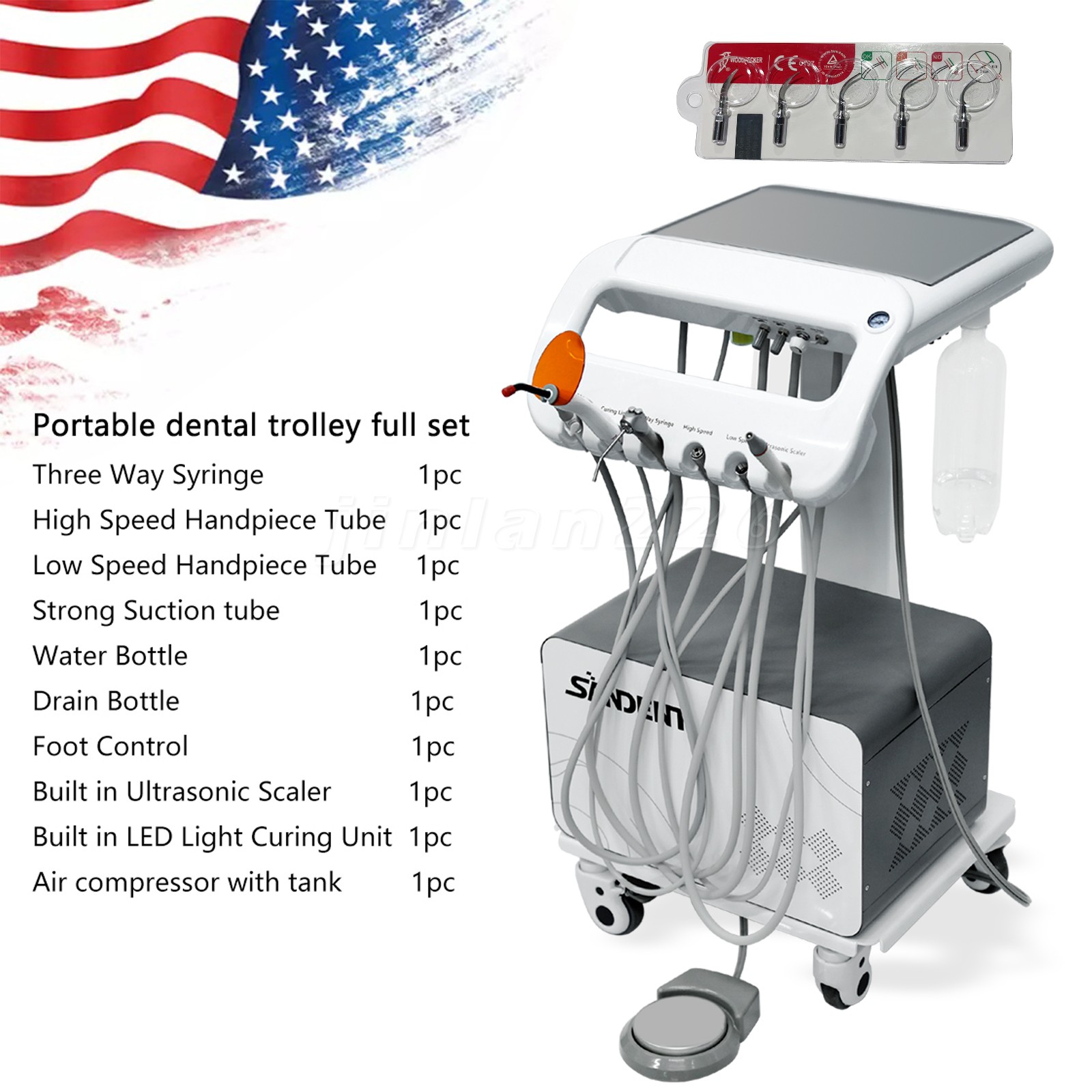 Portable Mobile Dental Delivery Unit System Air Compressor Strong suction FDA&CE