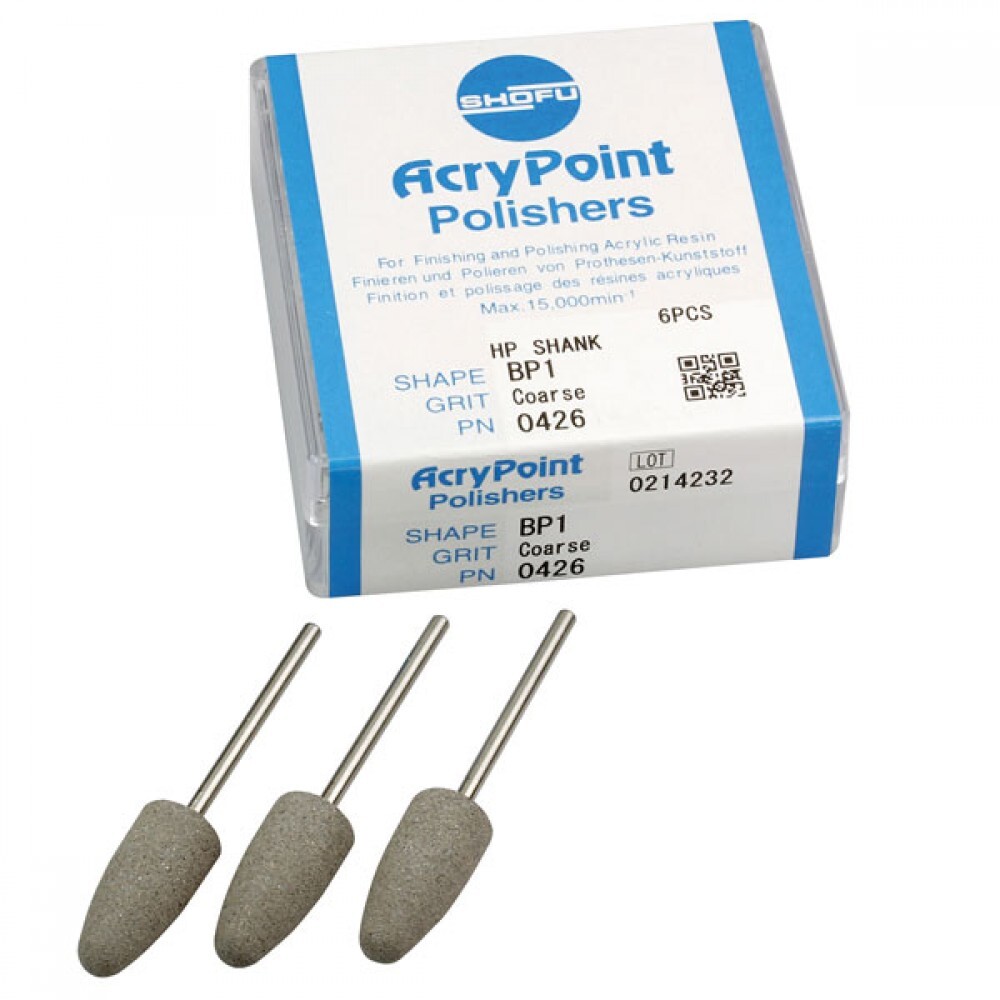 Shofu Dental 0426 Acrypoint HP Handpiece BP1 Coarse Grit Dark Grey 6/Pk