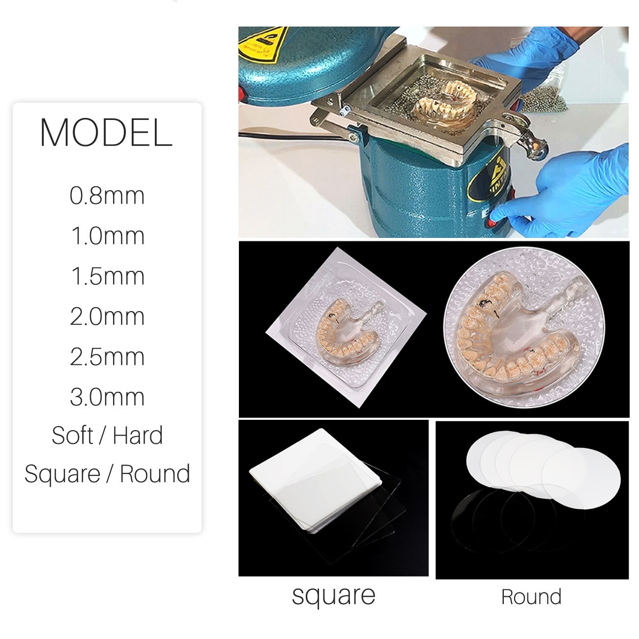 Dental Thermoforming Material Round Hard Vacuum Forming Sheet Splint 0.8mm USA