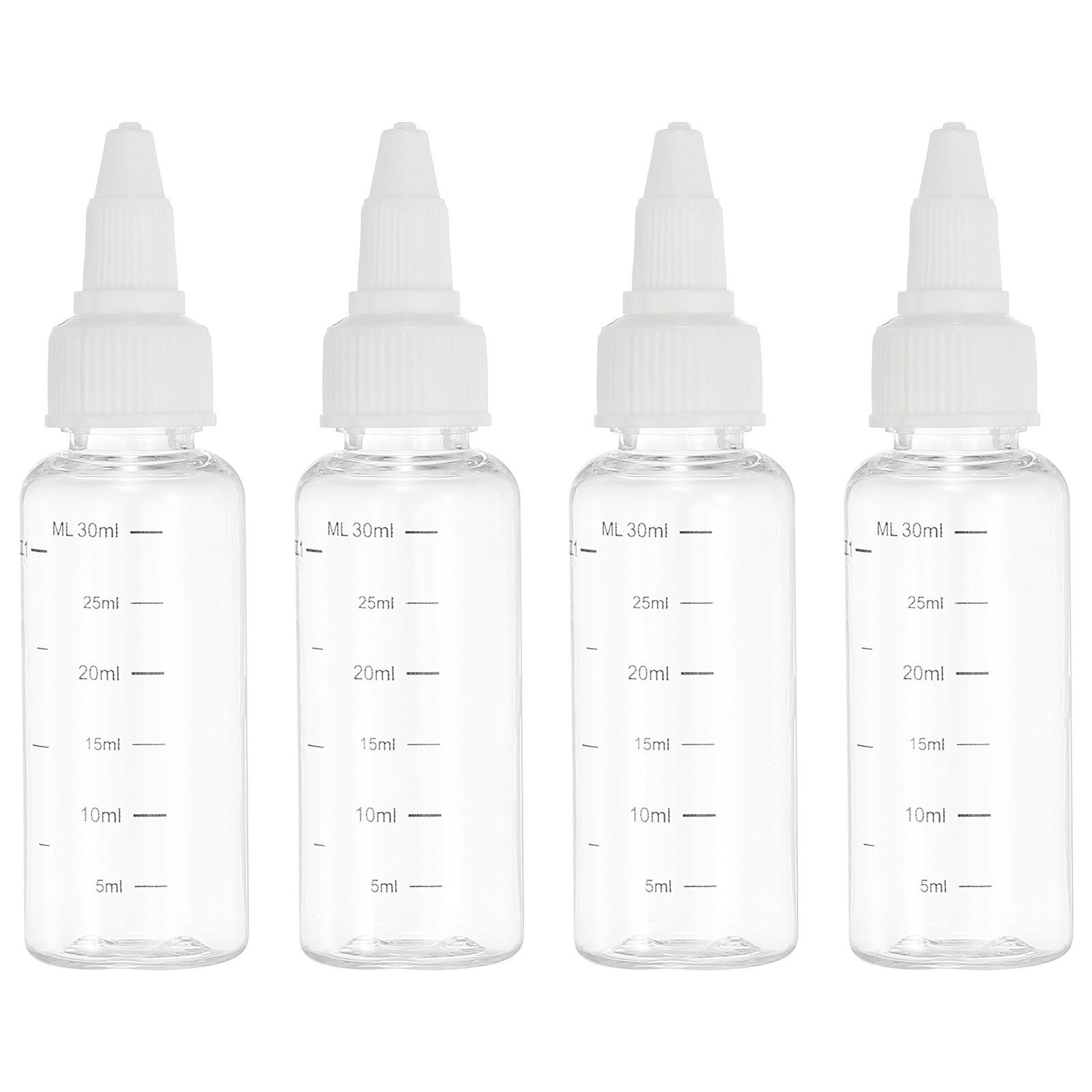 30ml/1OZ Squeeze Bottles with Twist Cap, 4 Pcs Graduated Bottle, Transparent