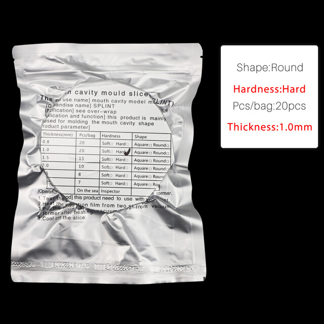 0.8/1.0/1.5/2.0/2.5/3.0mm Round Dental Splint Vacuum Forming Material Soft/Hard