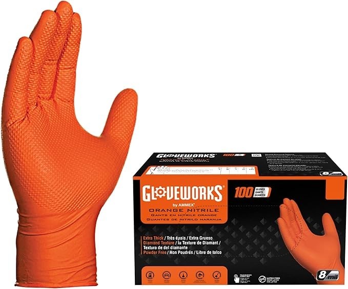 GLOVEWORKS ORANGE HD ORANGE NITRILE LARGE GWON46100
