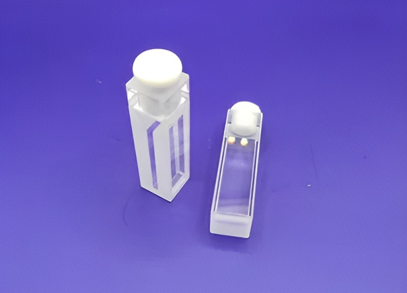 2pcs Micro Fluorescence Quartz Cell Cuvette 10mm 1cm Path 1.4mL 4mm PTFE Stopper