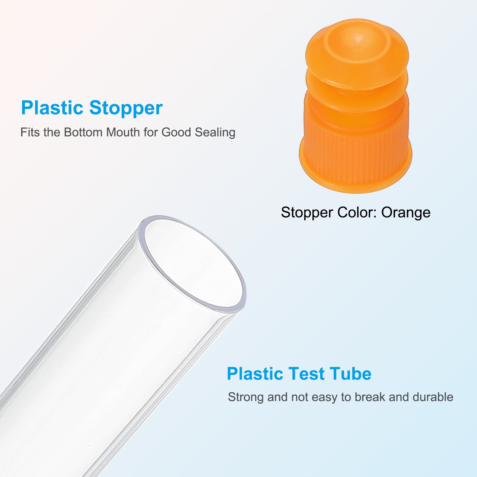 100Pcs 75x12mm Plastic Test Tubes with Stopper and Funnel, Orange