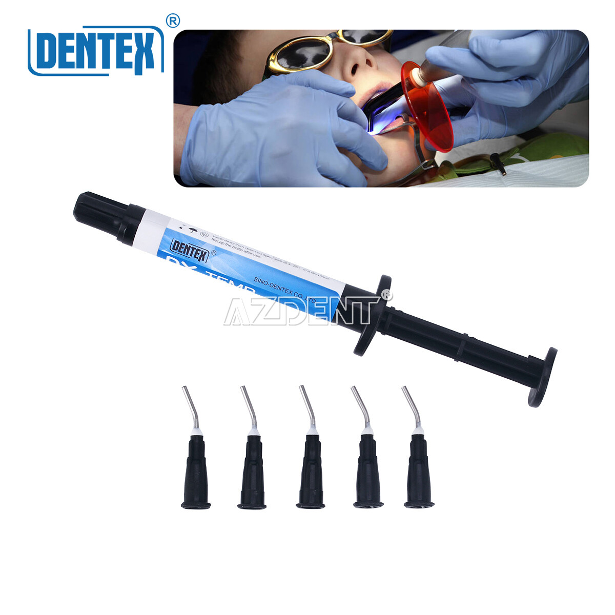 Dental Temporary Flow Light Cure Blue Filling Composite Resin DENTEX 2.5g Blue