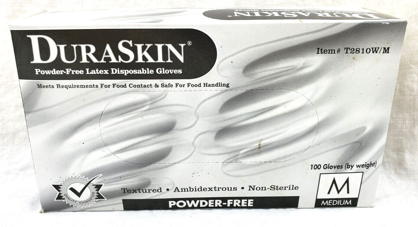 DuraSkin Powder-Free Nitrile Disposable Gloves Medium Size, Box Of 100 – Clear