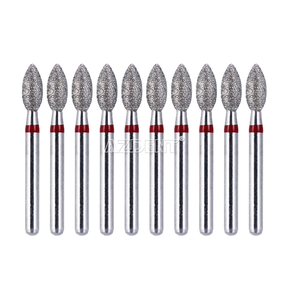 10 Boxes AZDENT Dental Diamond Burs Football #368-023F Fine Red