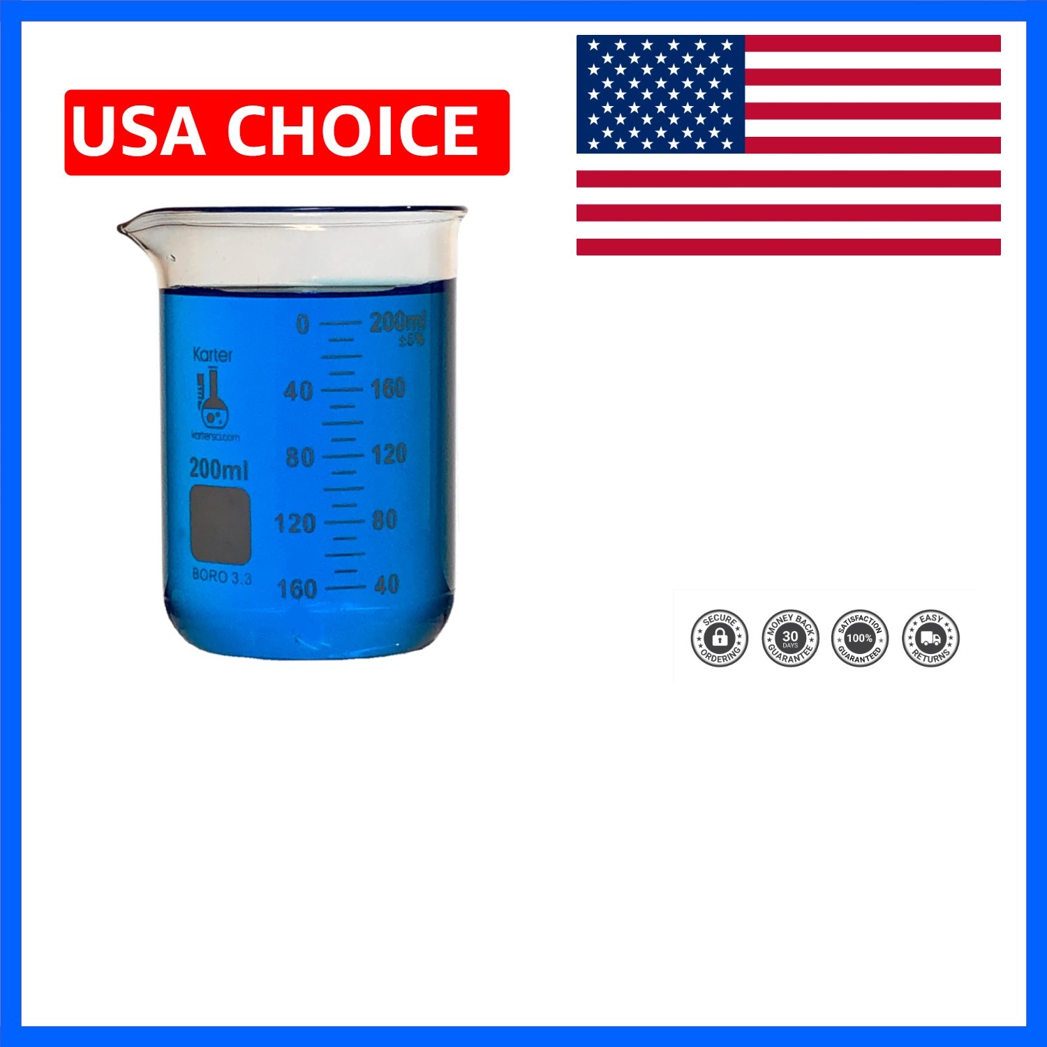 Single 200ml Graduated Beaker – Low Form with Heat-Resistant Borosilicate Glass
