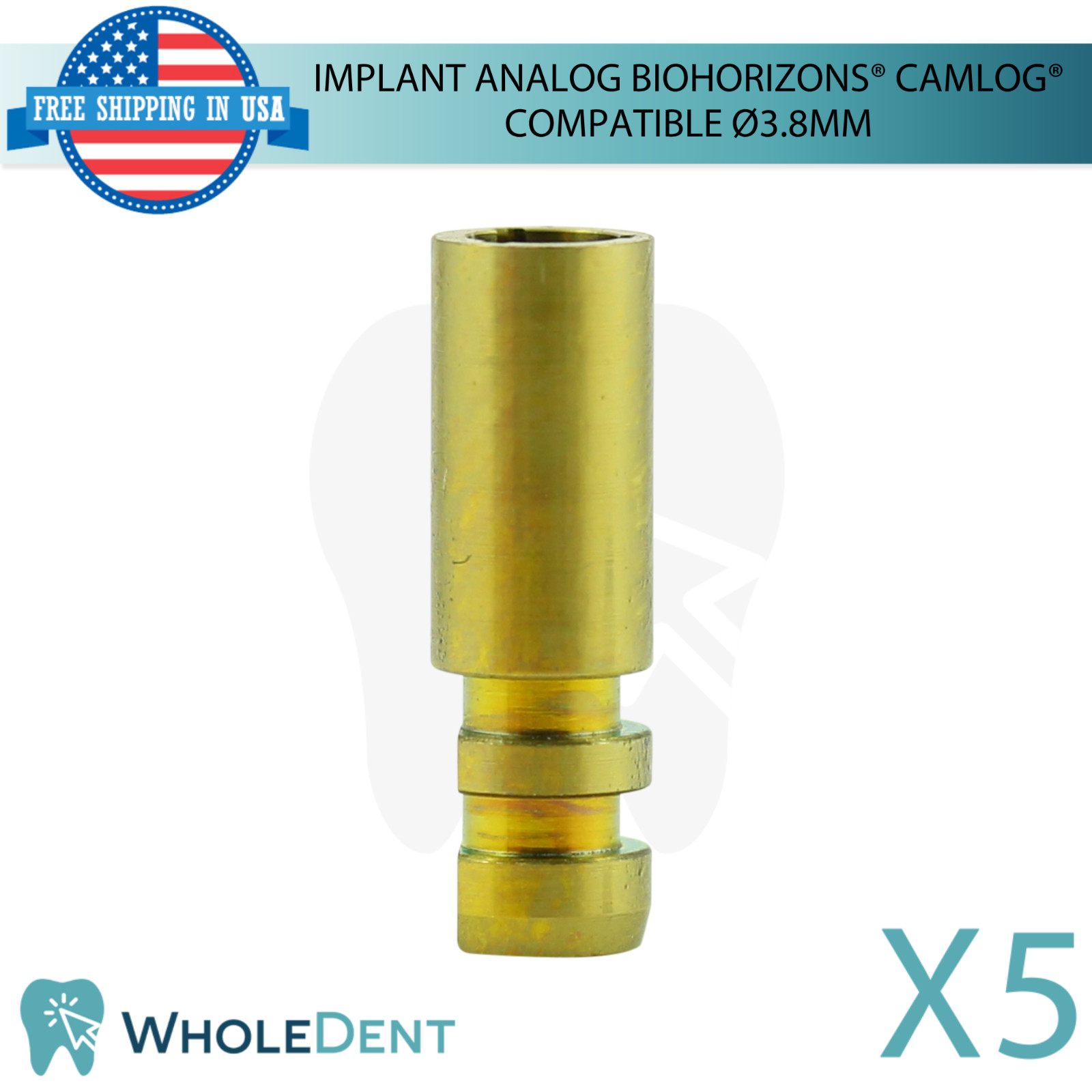 5 Dental Fixture Analog BioHorizons® CAMLOG® Compatible Ø3.8mm Platform Lab