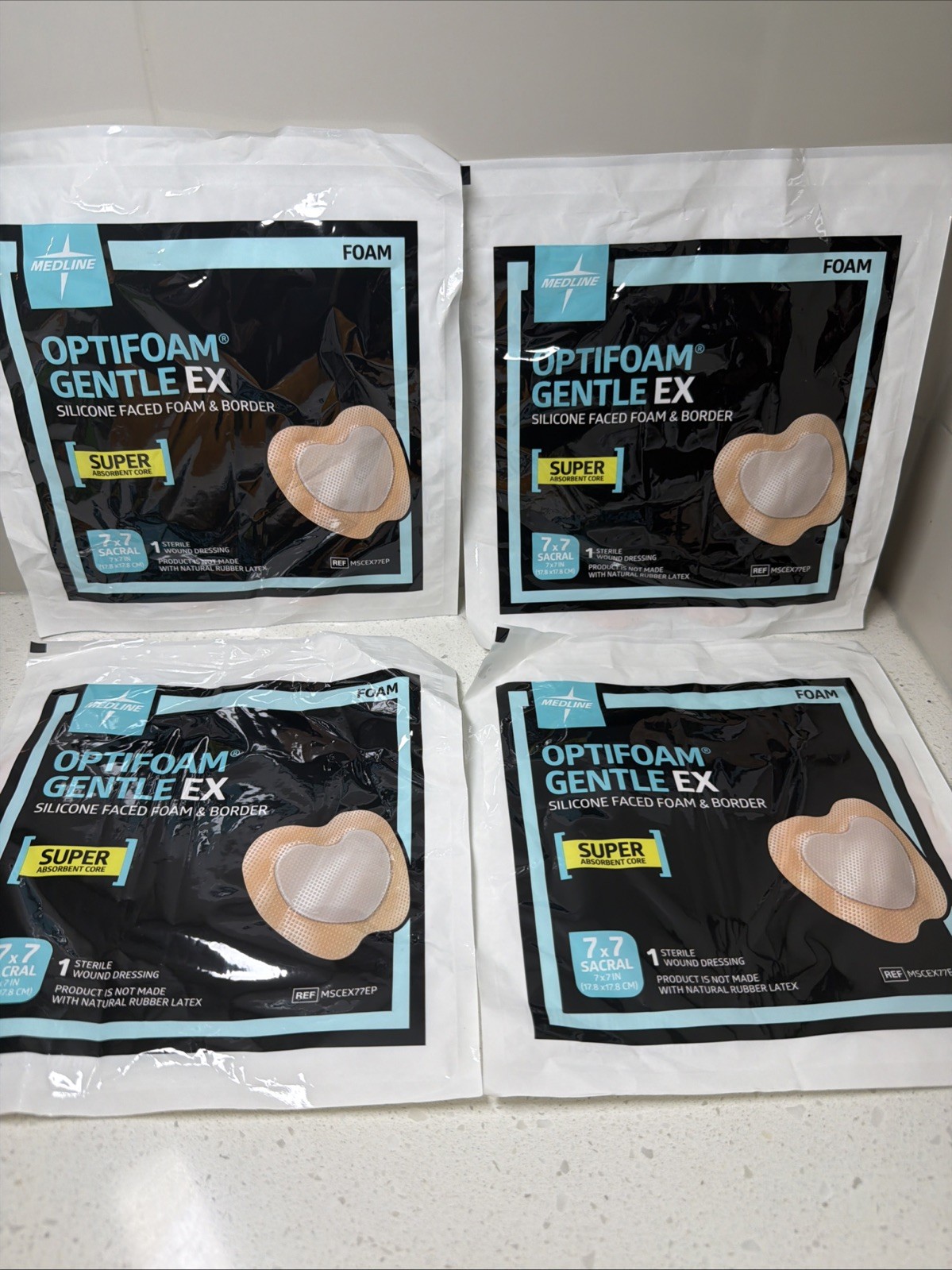 Medline Optifoam Gentle EX Silicone Faced Foam Dressing 7×7 Sacral (4 dressings)