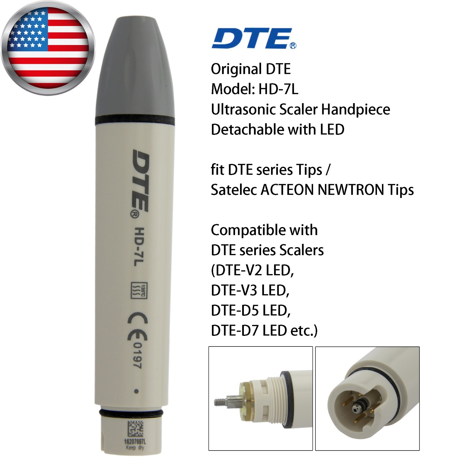 DTE Ultrasonic Scaler Tips NEWTRON Slim BLED Handpiece H3 #1 2 10X 1S fit ACTEON