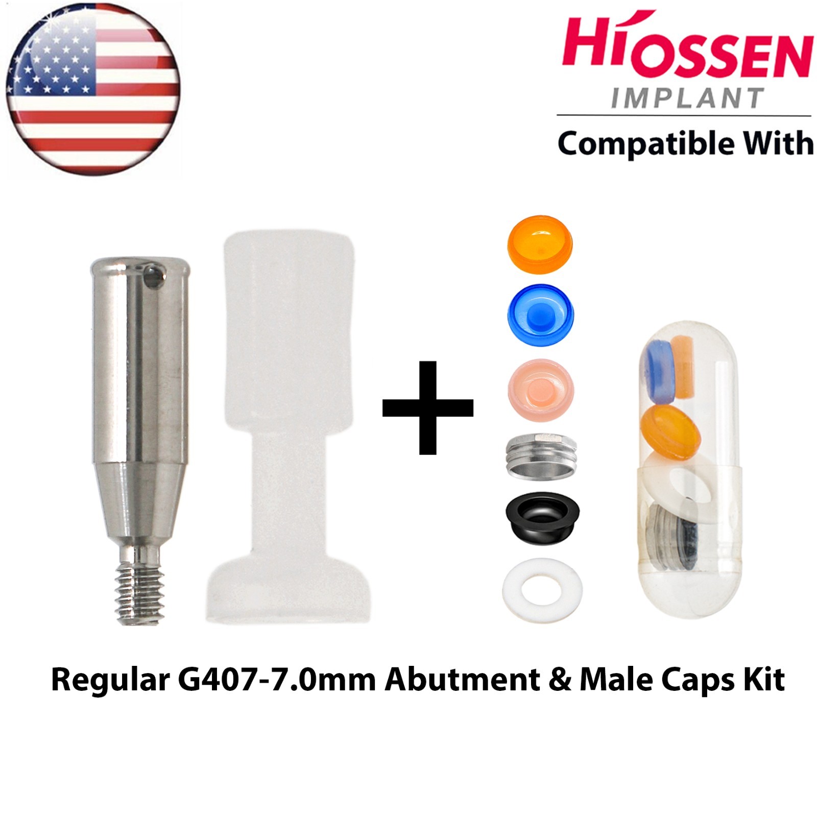 US Fits Hiossen Osstem Overdenture Locator Abutment Regular Mini & Male Caps Kit