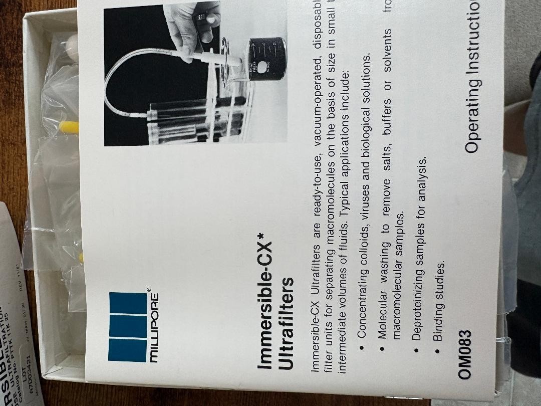 Millipore PTTK 11K 25 Immersible CX-30 Ultrafiltration Units 25ct NOS Open Box