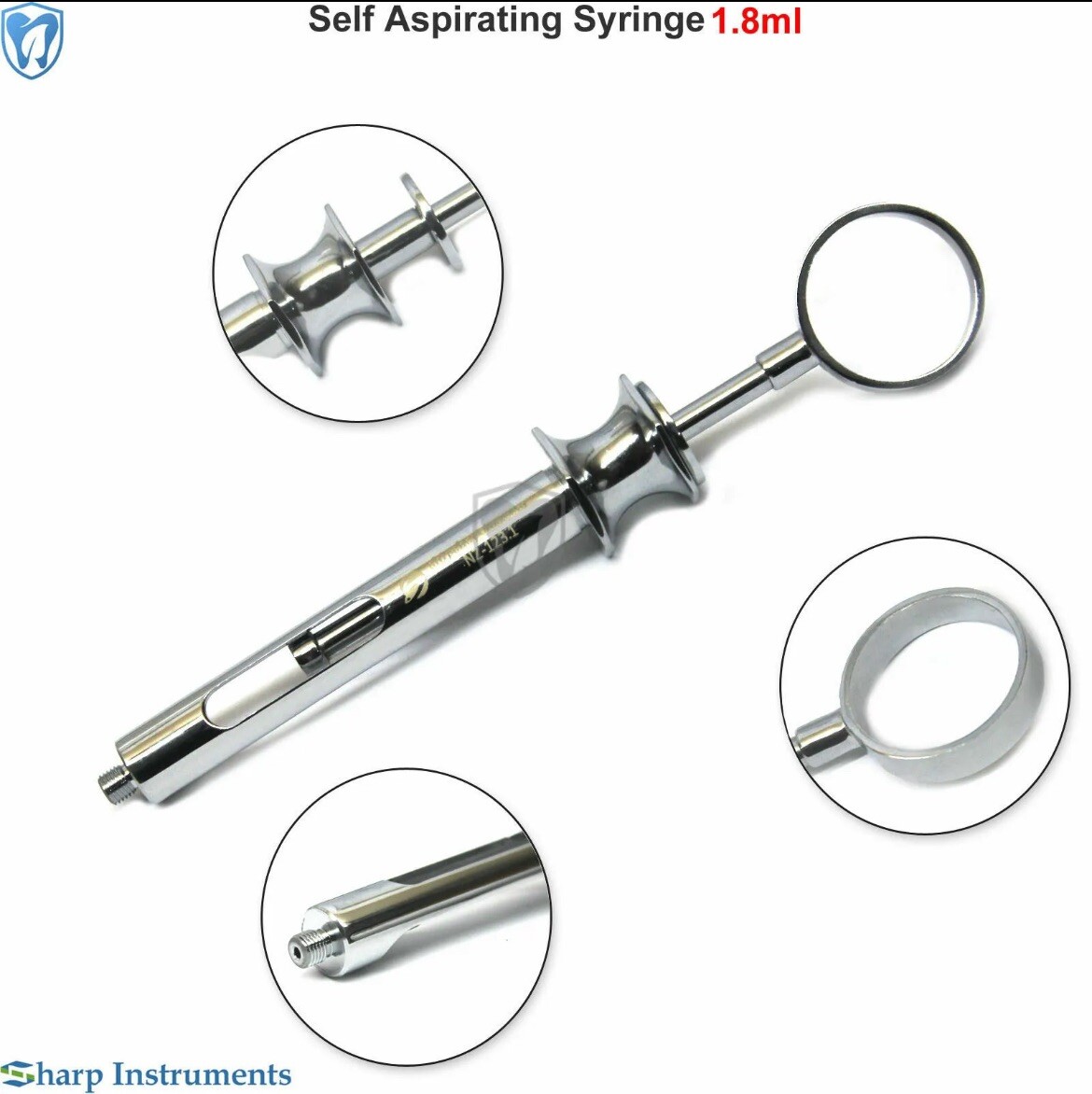 Dental Self-Aspirating Syringe Dentistry Surgical Instruments Auto Pass 1.8 ml