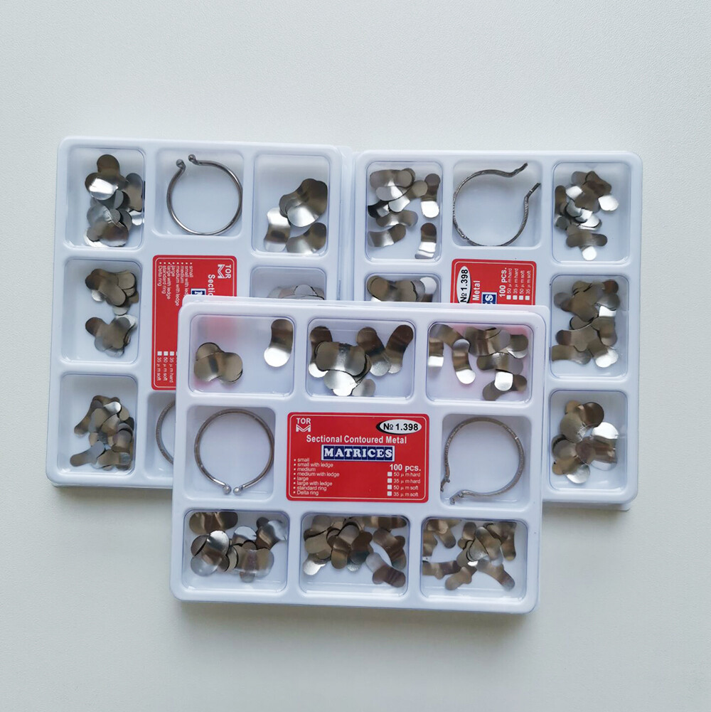 TOR VM 3 Sets Dental Matrix Bands Sectional Contoured Matrices Wedges NO 1.398