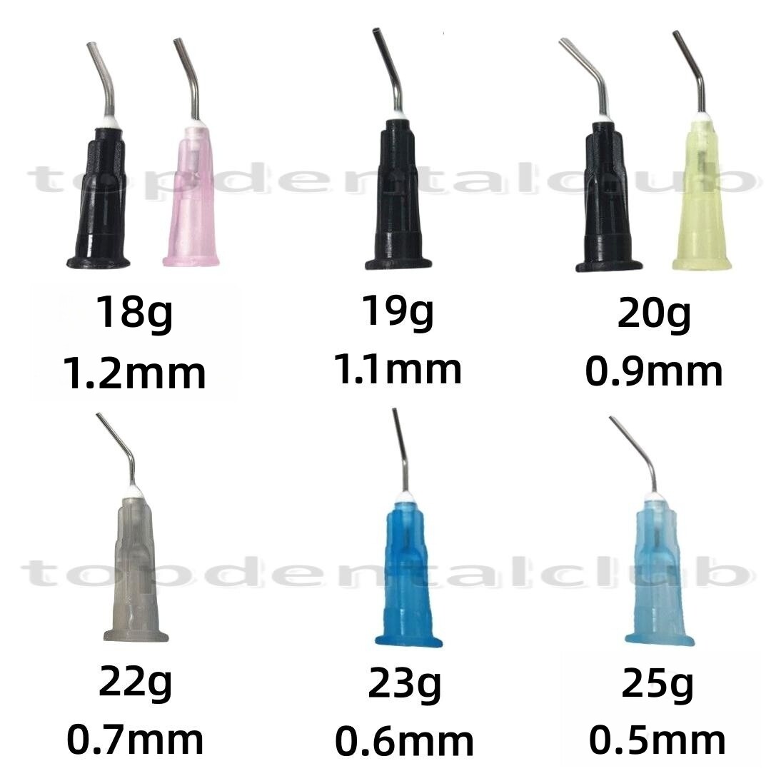Dental Etch Flow Resin Pre-bent Needle Micro Conveyor Syringe Tip 100pcs/1pack
