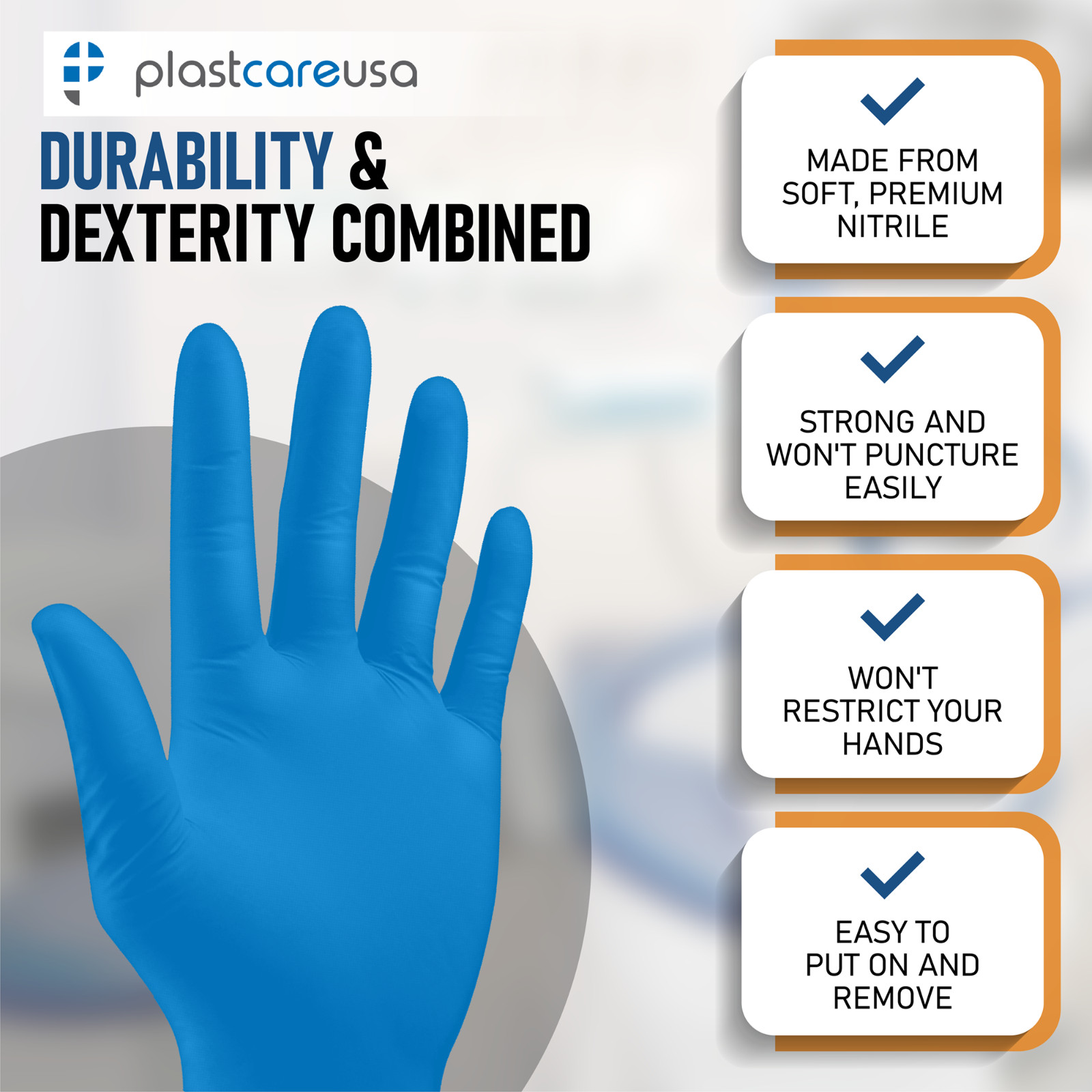 500 Small Blue Nitrile 3.5 mil Powder Free Examination Gloves (5 Box of 100)