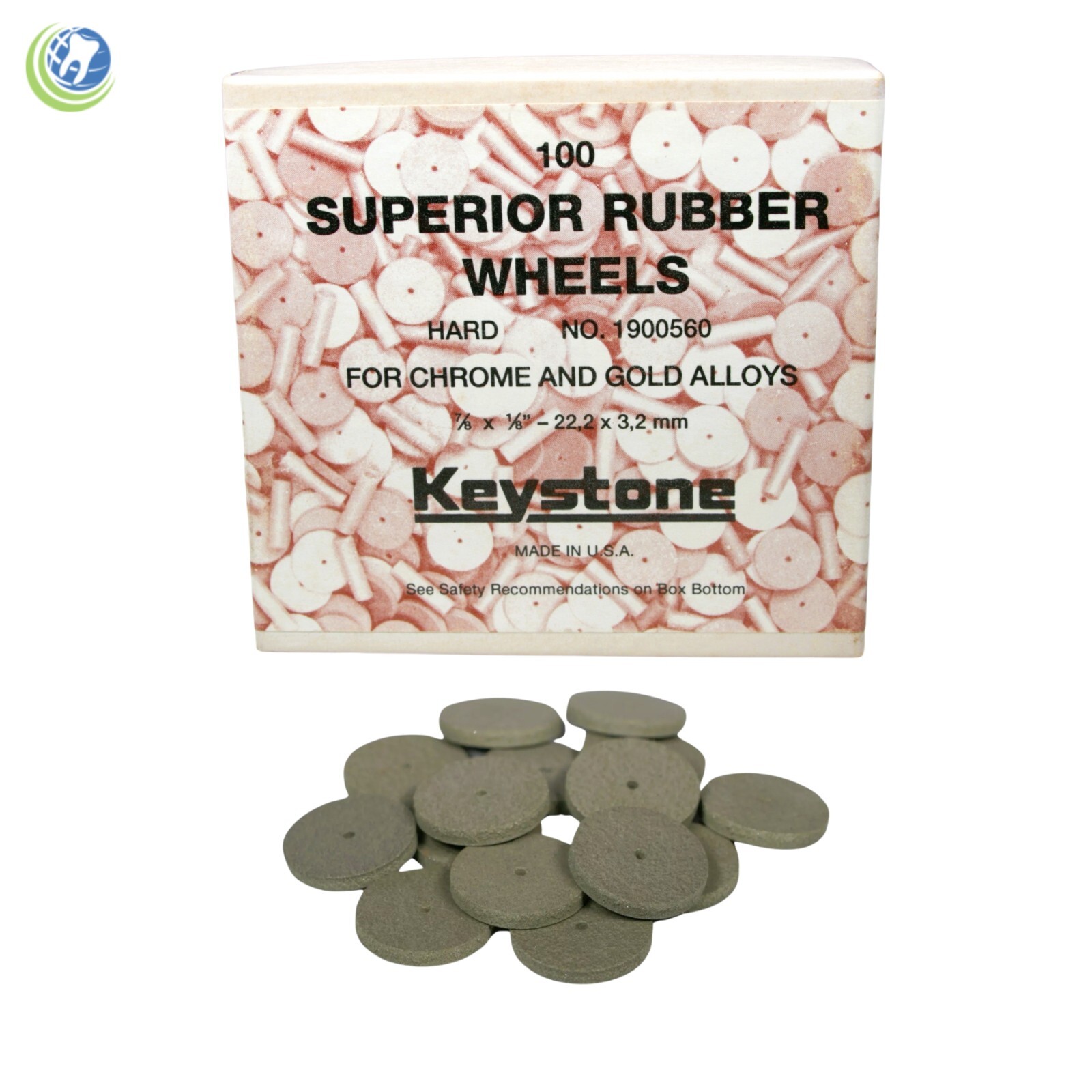SUPERIOR RUBBER SILICONE HARD WHEELS 7/8” X 1/8” 100/BOX POLISHING KEYSTONE
