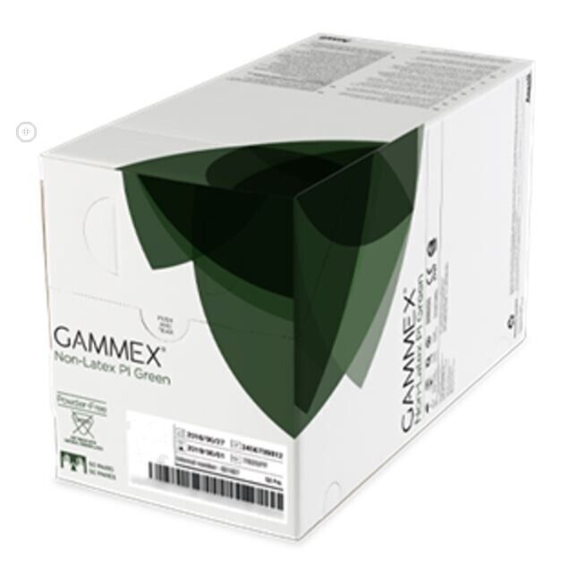 *50-Pairs* Ansell Gammex Non-Latex PI Green PF Size-9.0 Gloves 20685290