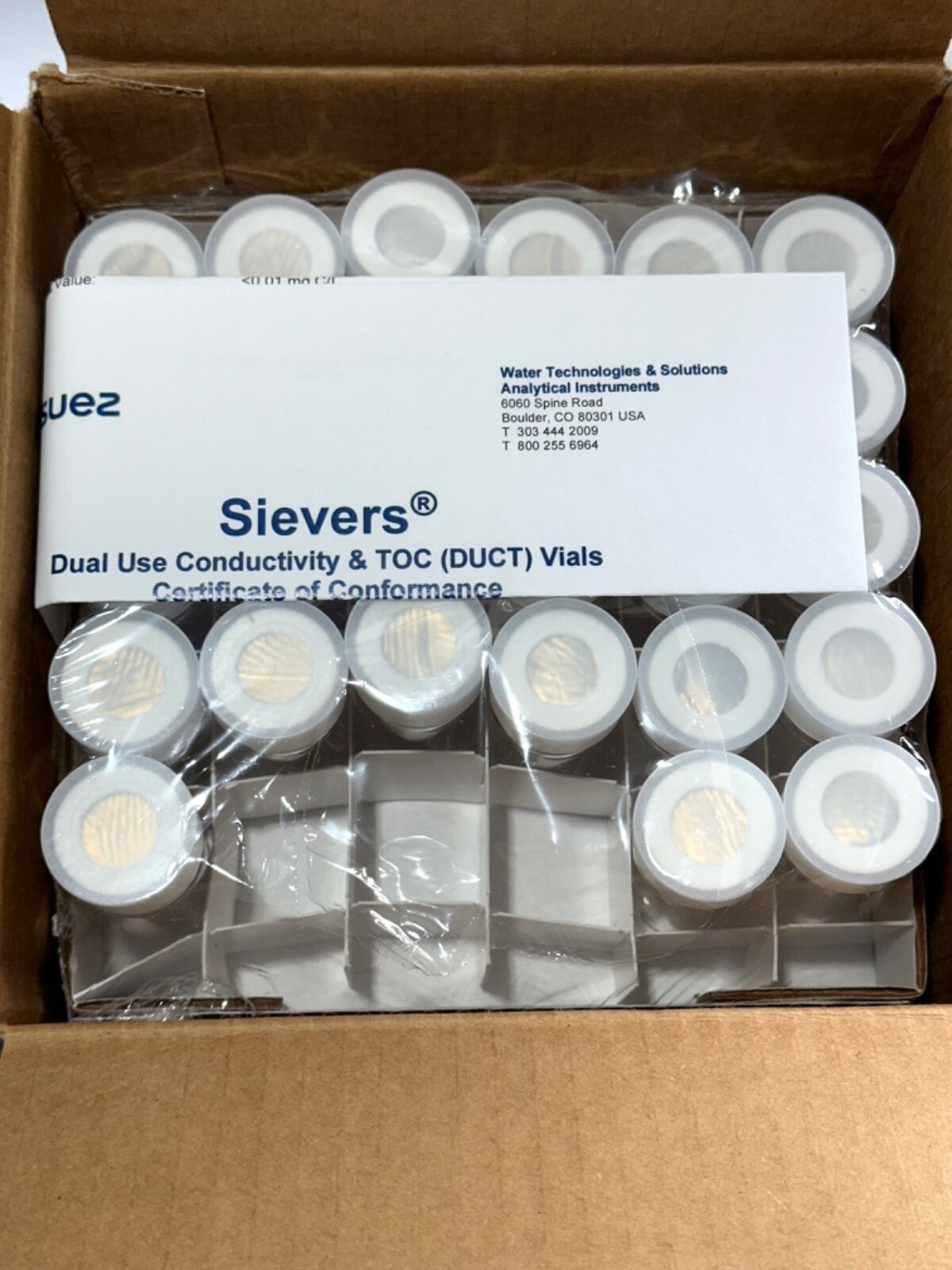 1 x SUEZ SIEVERS VEOLIA 30mL Certified Dual Use Conductivity & TOC Vial LAB