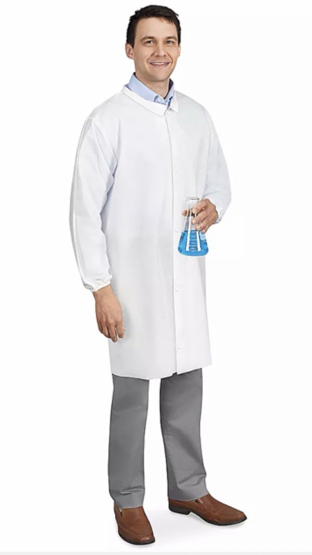 Lab Coats Disposable Frocks Smocks Gown White Zipper Elastic Wrist 30 Pack 2xl