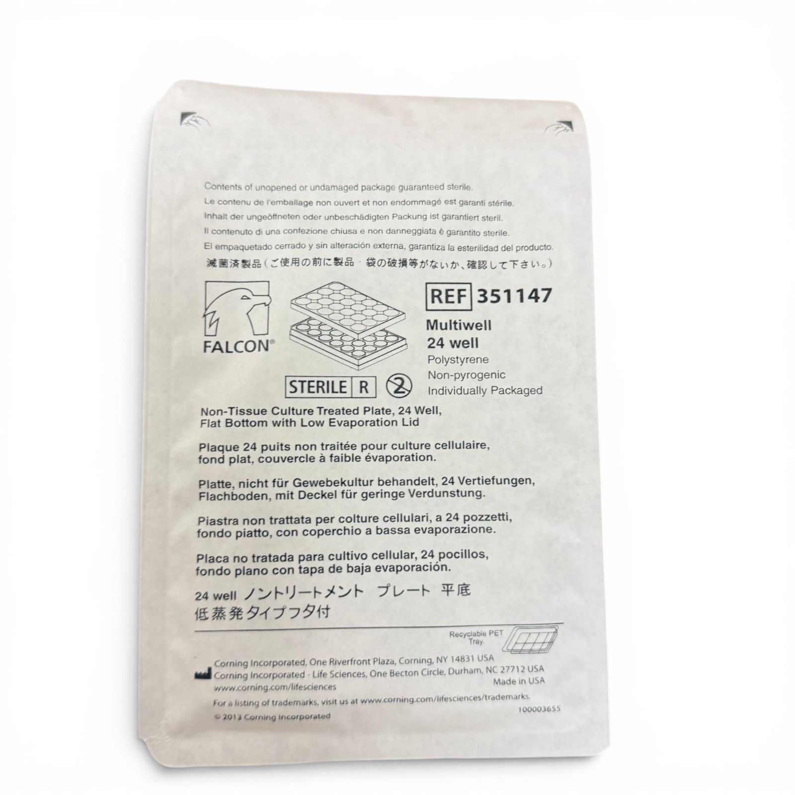 Falcon Corning 351147 24-Well Multiwell Plate Non-TC Treated Sterile Case of 50