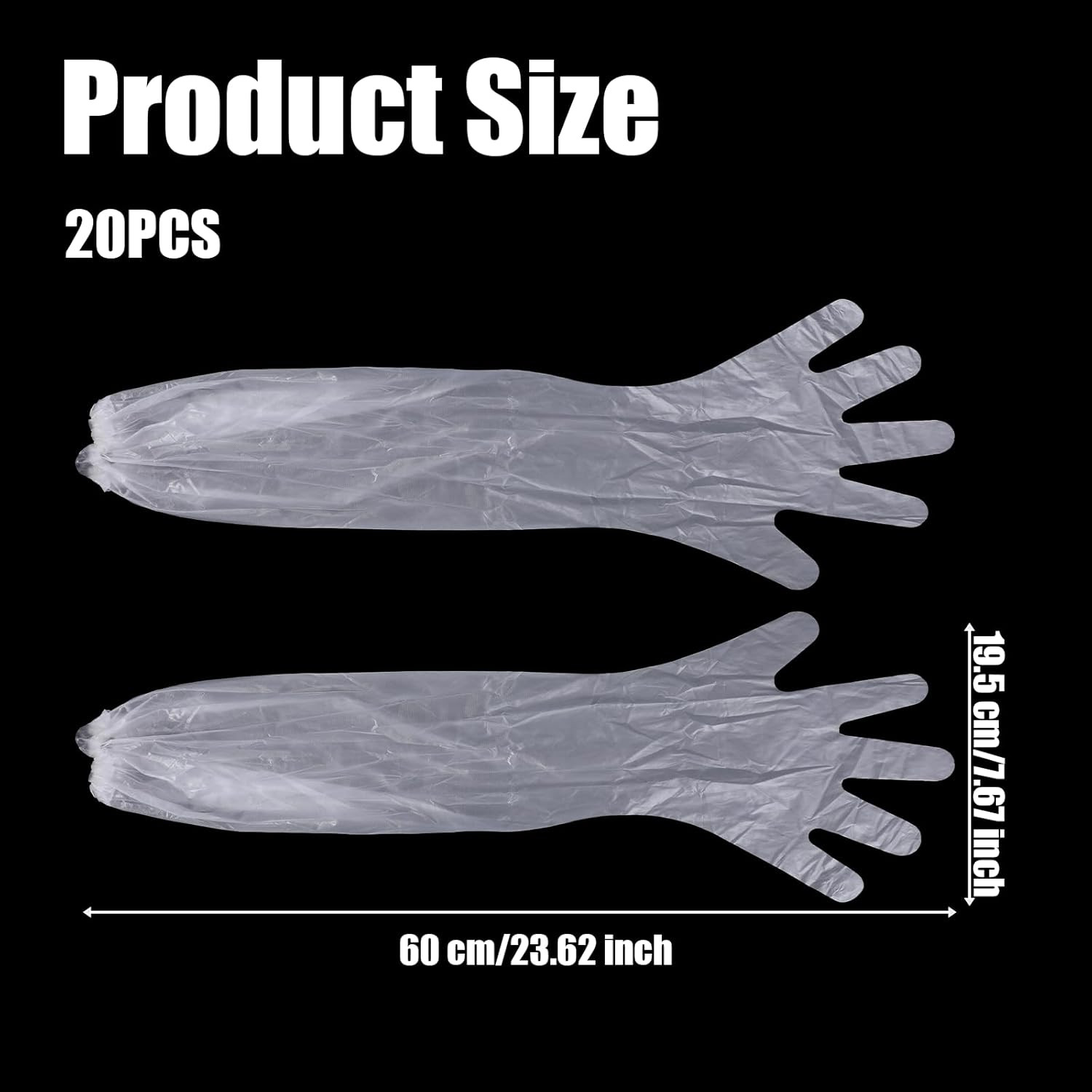 20 Pcs Long Disposable Cleaning Gloves Elbow Length Plastic Waterproof Protectiv