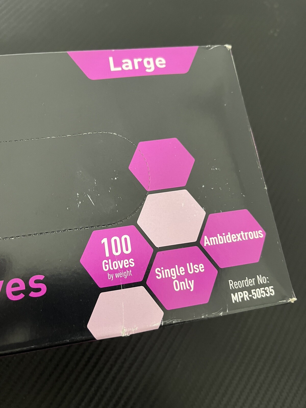 Box Of 100 Genuine MedPride Powder Free Latex Free Black Nitrile Gloves, Large