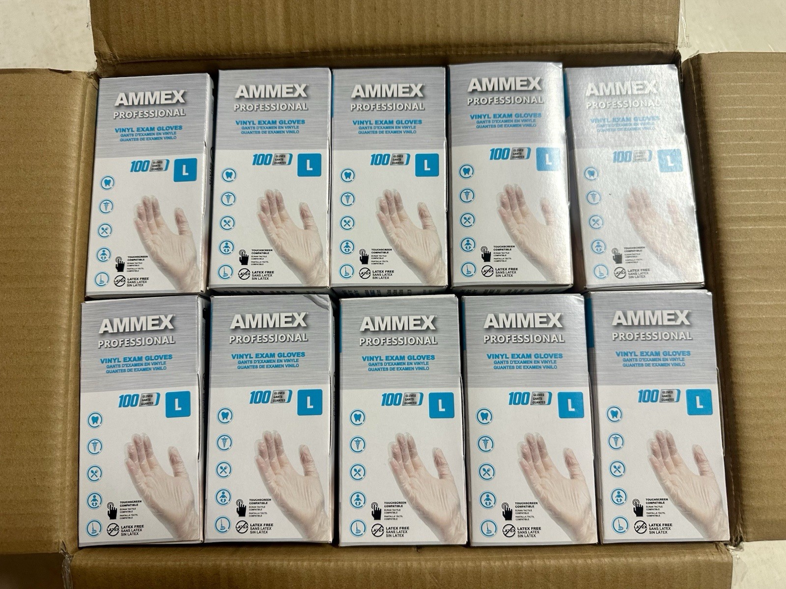 *1,000-Piece* Vinyl Exam Medical Gloves Clear Large VPF66100 Ammex Professional