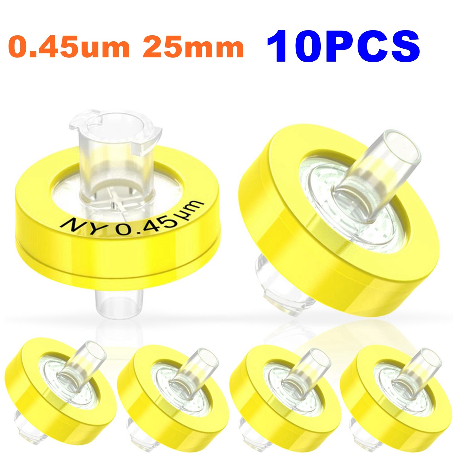 200pcs Nylon66 NY Membrane Syringe Filters 0.45μm 25mm No-sterile Hydrophilic