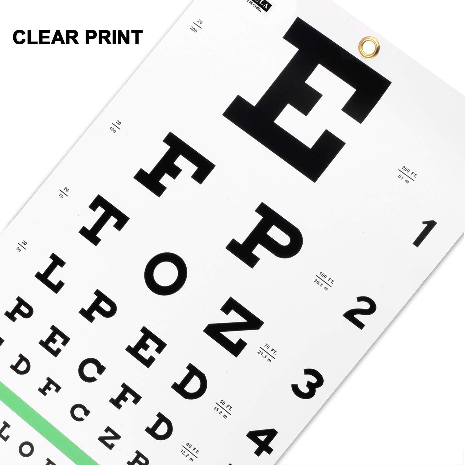 Professional Snellen Chart – Eye Exam Essential, 20 Feet, Unframed 11 x 22 in.