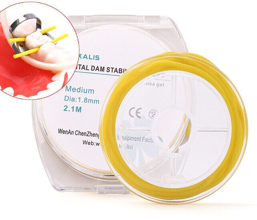 Dental Rubber Dam Stabilizing Cord Clamps Elastic Wedges Line Clamps Sheets 2.1m