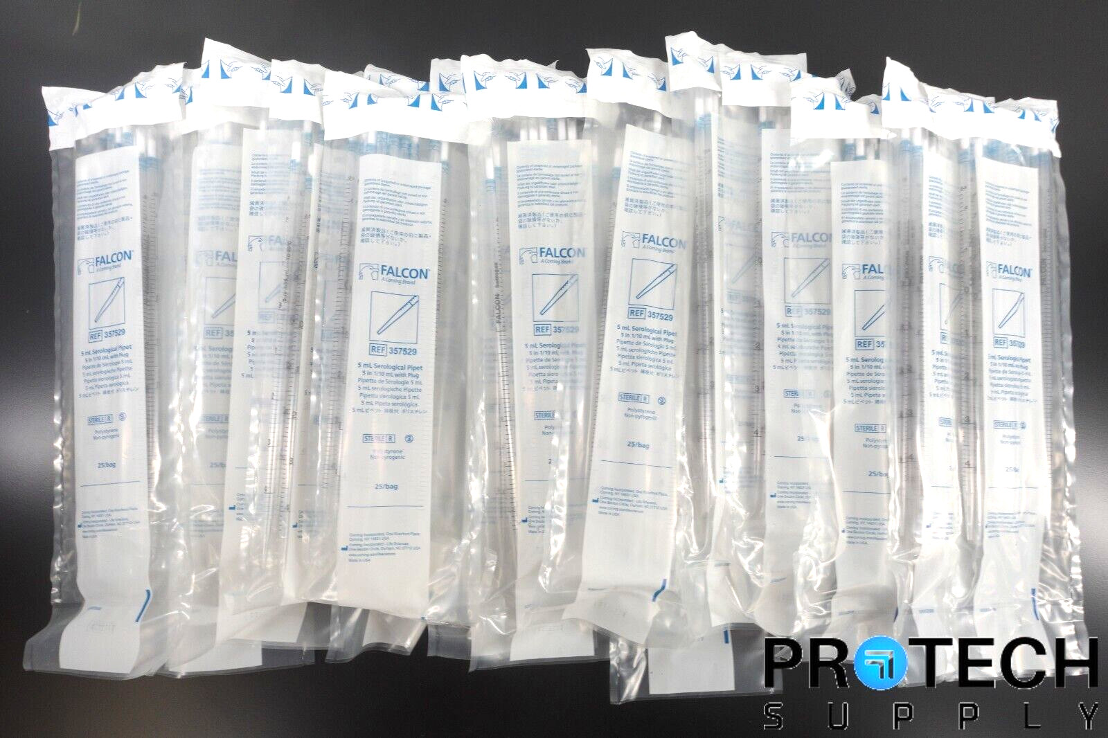 (Lot of 16 Bags) Falcon 357529 Serological Pipet 5 mL 25/Bag NEW ( 400 Total )