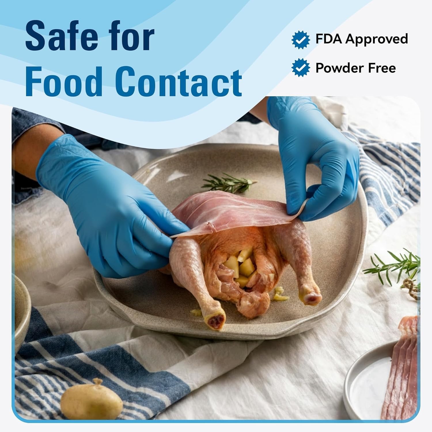 Durable 100 Count Food Grade Disposable Gloves – Waterproof & Chemical Resistant