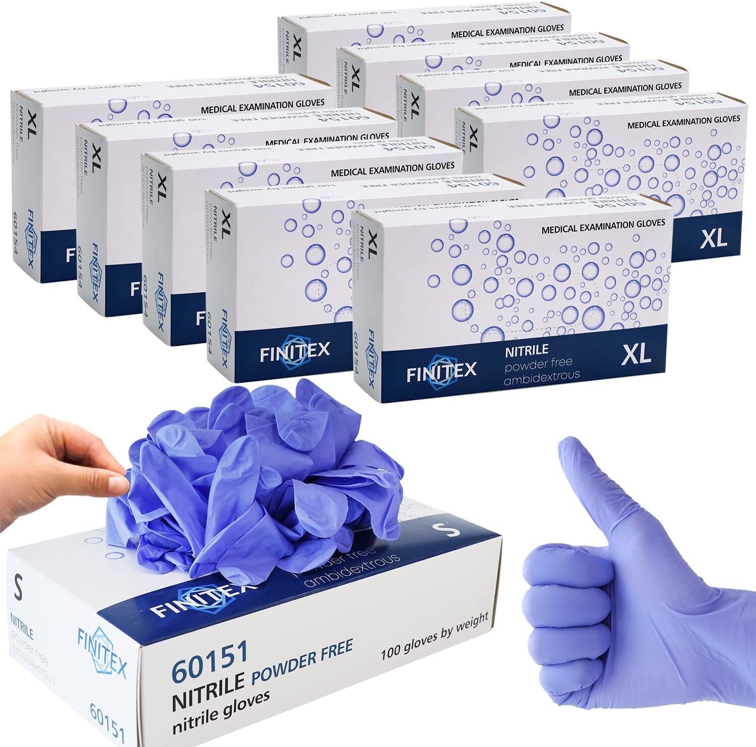 Latex-Free Ice Blue Nitrile Gloves – 1000 PCS, Ideal for Medical & Cleaning