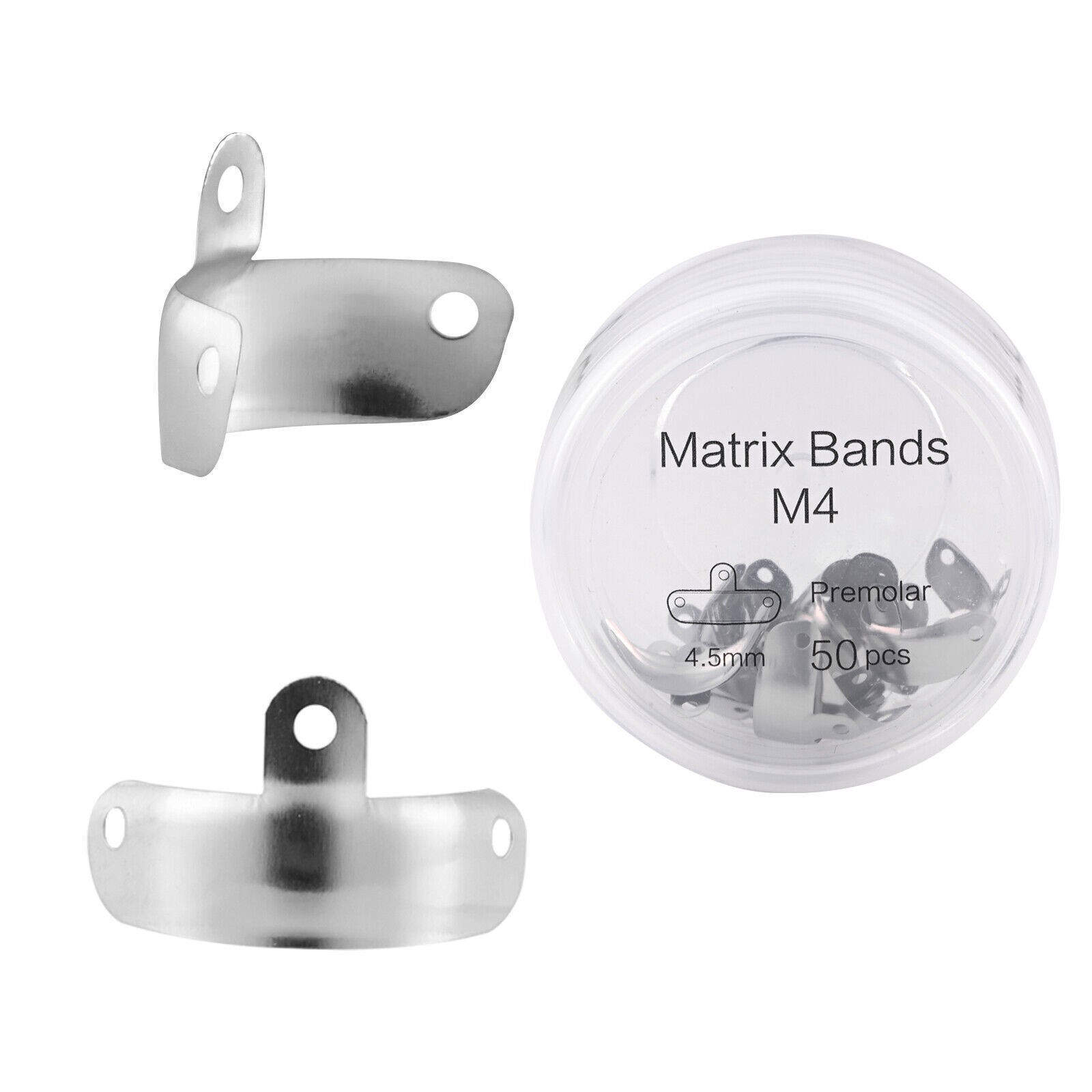 50 4.5mm M4 Pre Molar (Medium) Dental Metal Matrices Sectional Matrix RefillsFDA