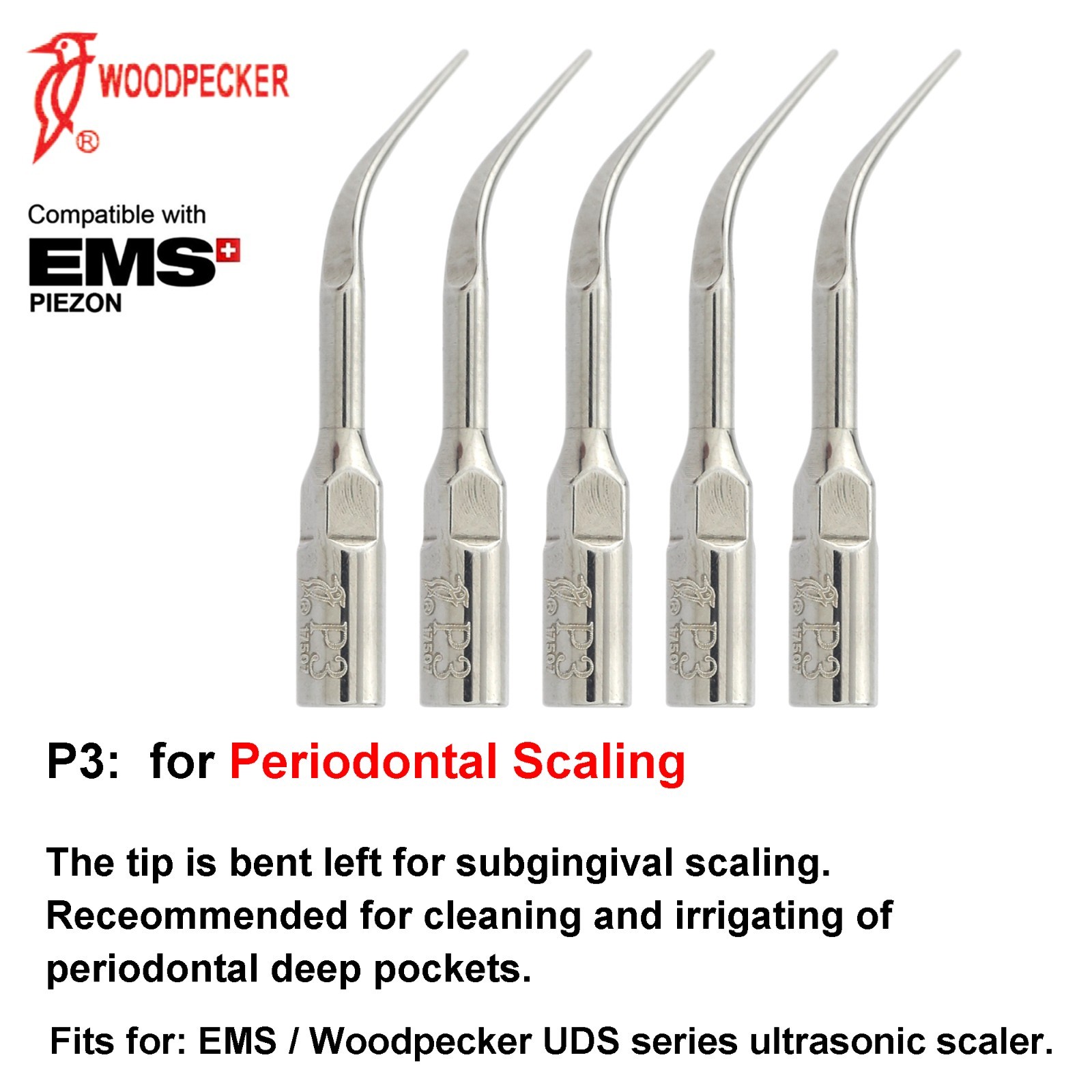 Woodpecker P1 Ultrasonic Scaler Tips EMS Piezon LED Handpiece HP-5L P3 G1 G2 G4
